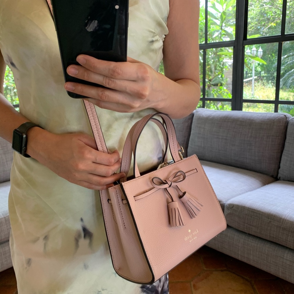 MINI SATCHEL KATE SPADE HAYES ROSY CHEEKS LEATHER - Picture 12 of 16